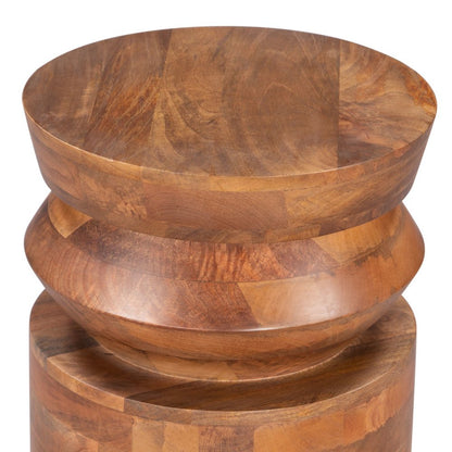 19" Brown Solid Wood Round Drum End Table HomeRoots