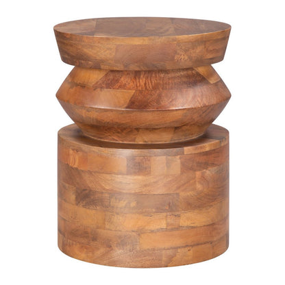 19" Brown Solid Wood Round Drum End Table HomeRoots