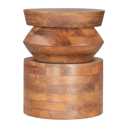 19" Brown Solid Wood Round Drum End Table HomeRoots
