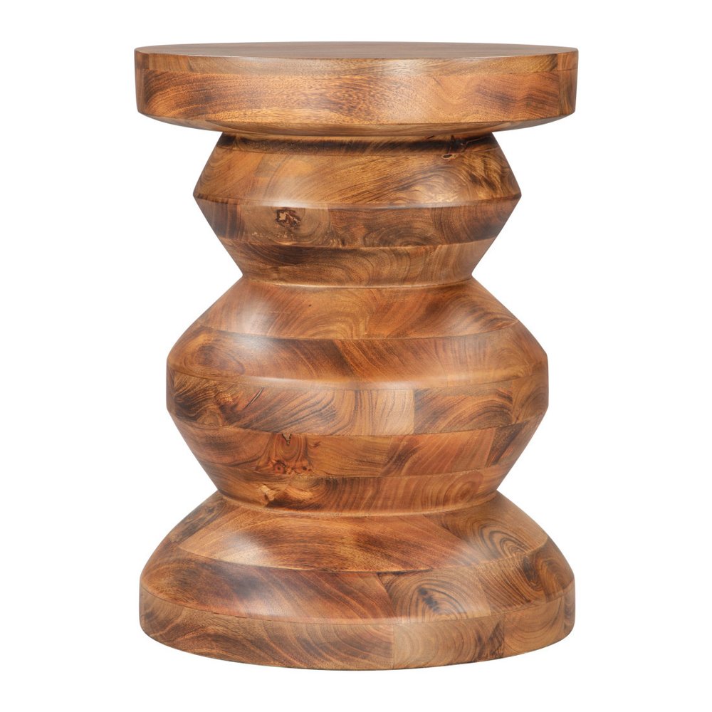 21" Brown Solid Wood Round Pedestal End Table HomeRoots