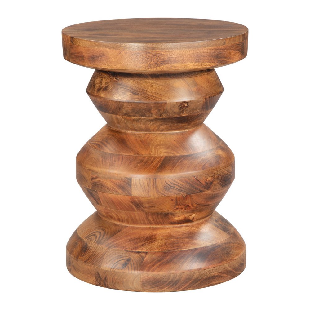 21" Brown Solid Wood Round Pedestal End Table HomeRoots