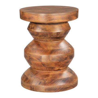 21" Brown Solid Wood Round Pedestal End Table HomeRoots