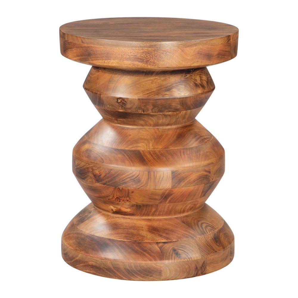 21" Brown Solid Wood Round Pedestal End Table HomeRoots
