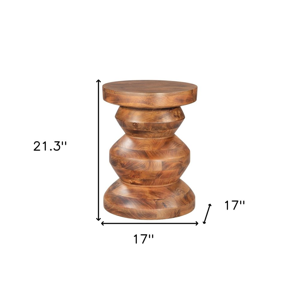 21" Brown Solid Wood Round Pedestal End Table HomeRoots