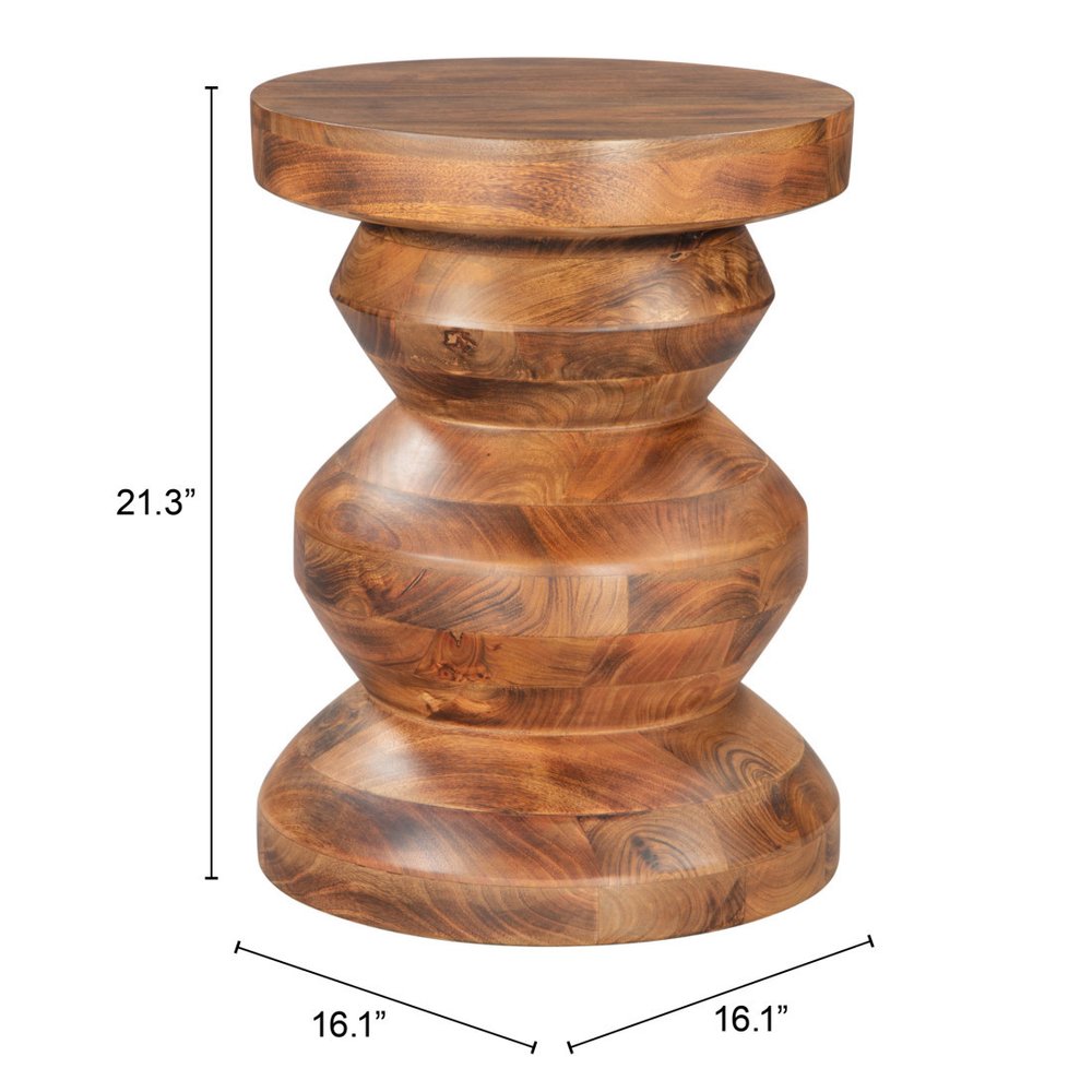 21" Brown Solid Wood Round Pedestal End Table HomeRoots