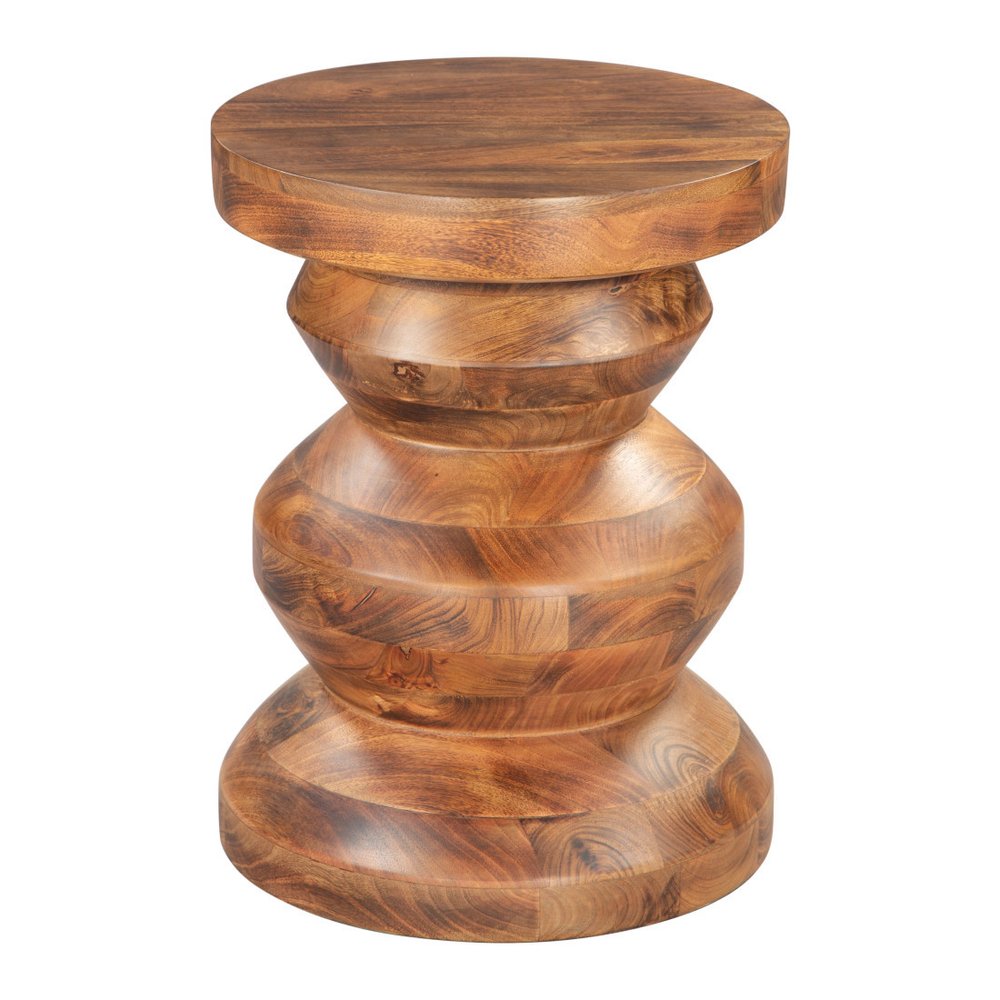 21" Brown Solid Wood Round Pedestal End Table HomeRoots
