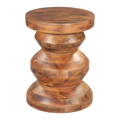 21" Brown Solid Wood Round Pedestal End Table HomeRoots