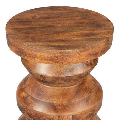 21" Brown Solid Wood Round Pedestal End Table HomeRoots