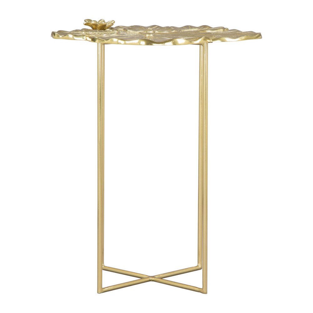 21" Gold Aluminum And Iron Cross Legs End Table HomeRoots