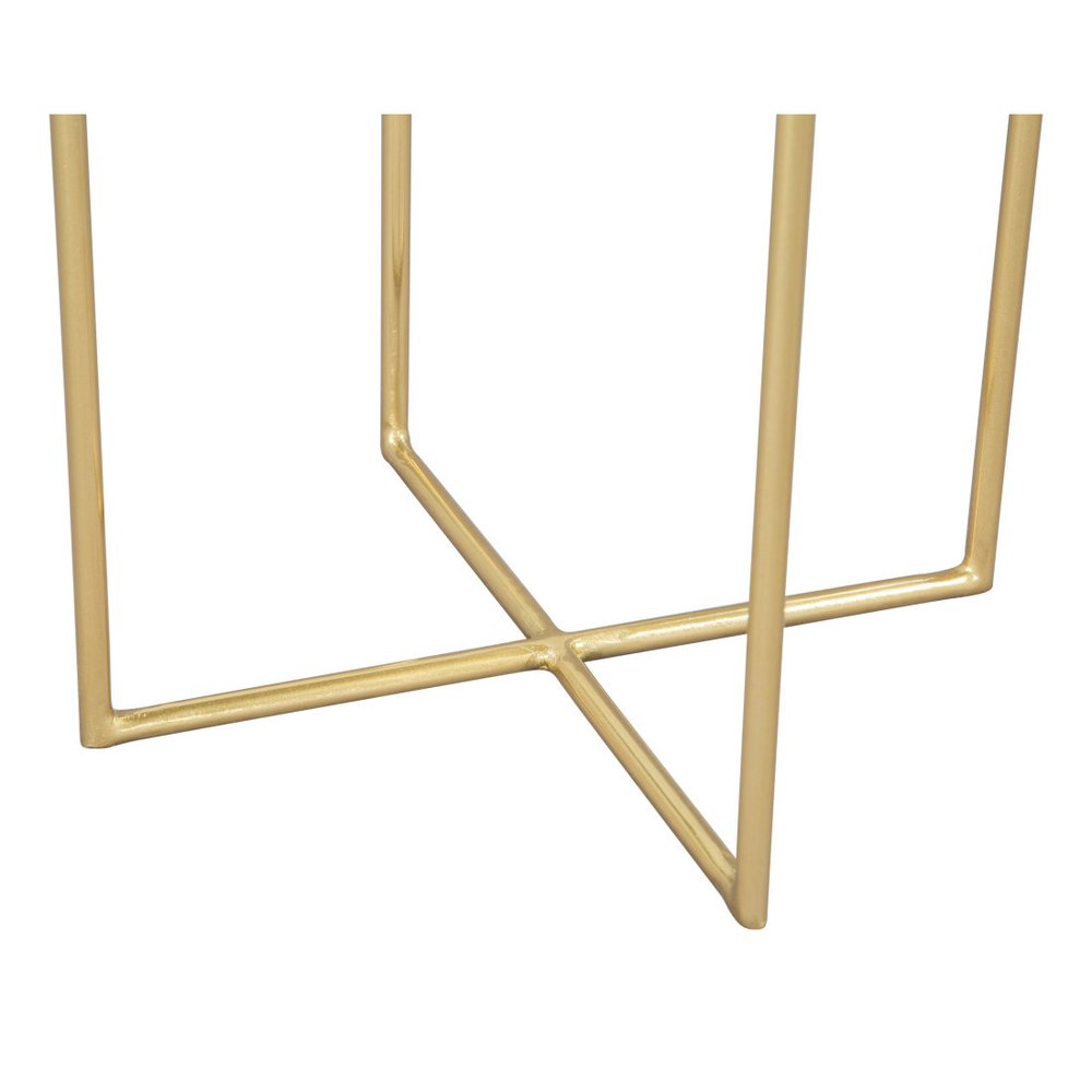 21" Gold Aluminum And Iron Cross Legs End Table HomeRoots