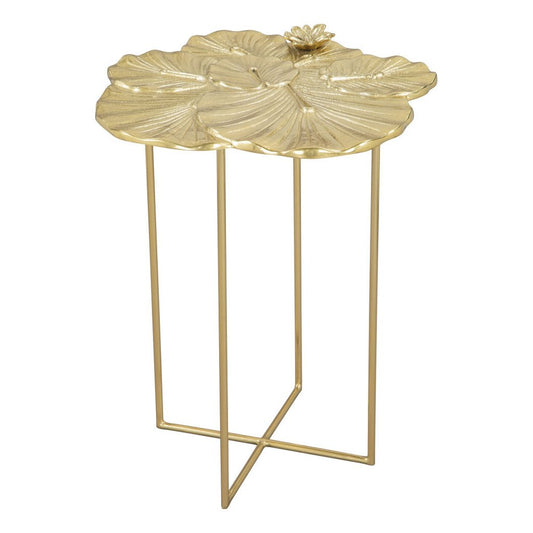 21" Gold Aluminum And Iron Cross Legs End Table HomeRoots