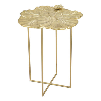 21" Gold Aluminum And Iron Cross Legs End Table HomeRoots