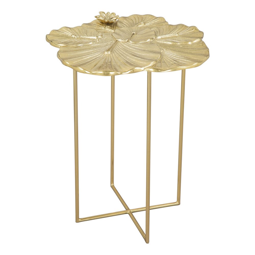 21" Gold Aluminum And Iron Cross Legs End Table HomeRoots