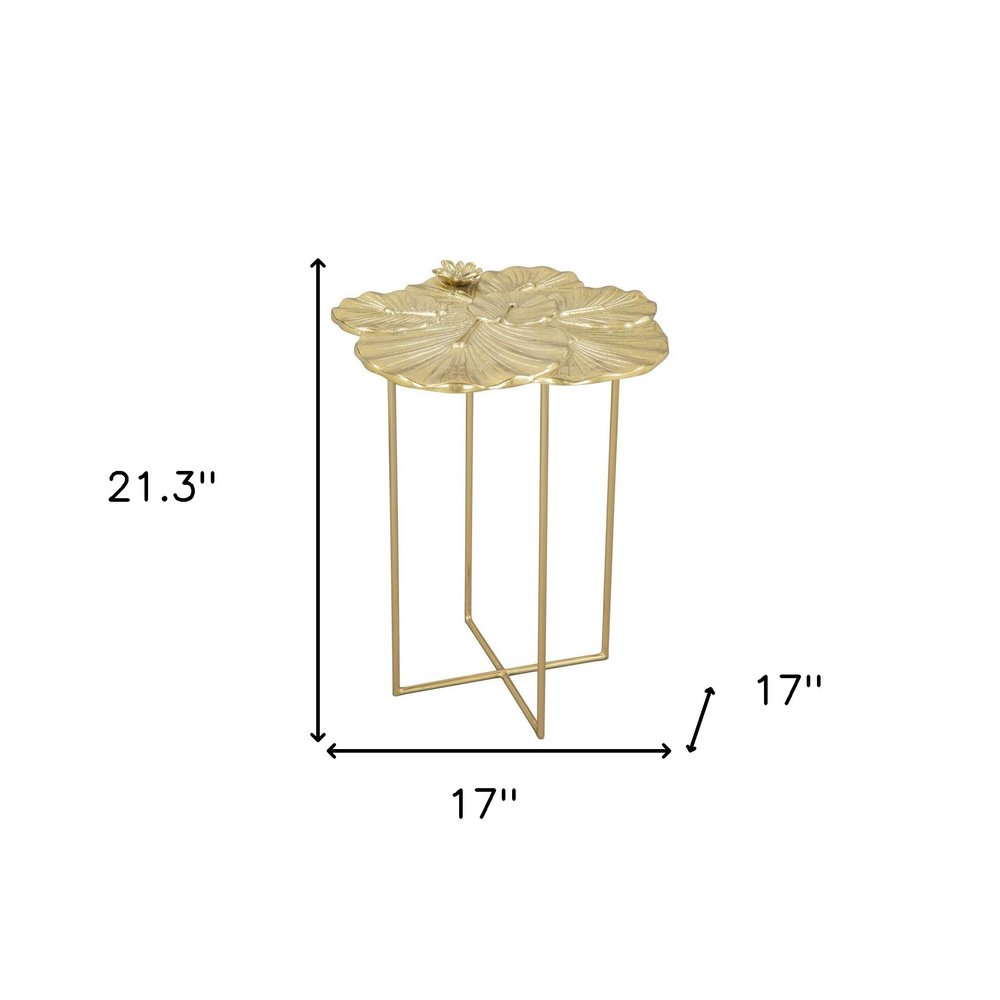 21" Gold Aluminum And Iron Cross Legs End Table HomeRoots