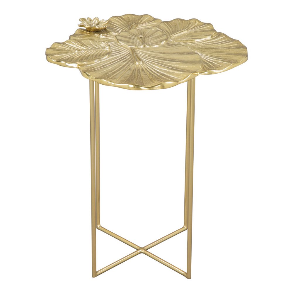 21" Gold Aluminum And Iron Cross Legs End Table HomeRoots