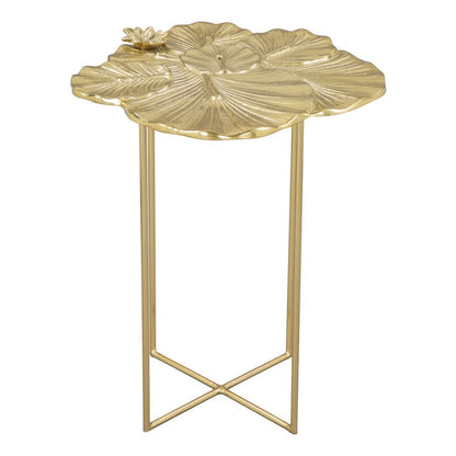 21" Gold Aluminum And Iron Cross Legs End Table HomeRoots