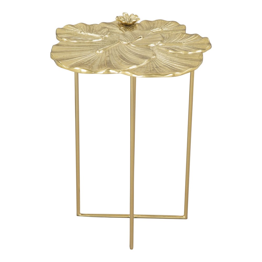 21" Gold Aluminum And Iron Cross Legs End Table HomeRoots