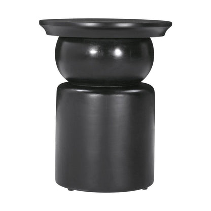 20" Black Solid Wood Round Drum End Table HomeRoots