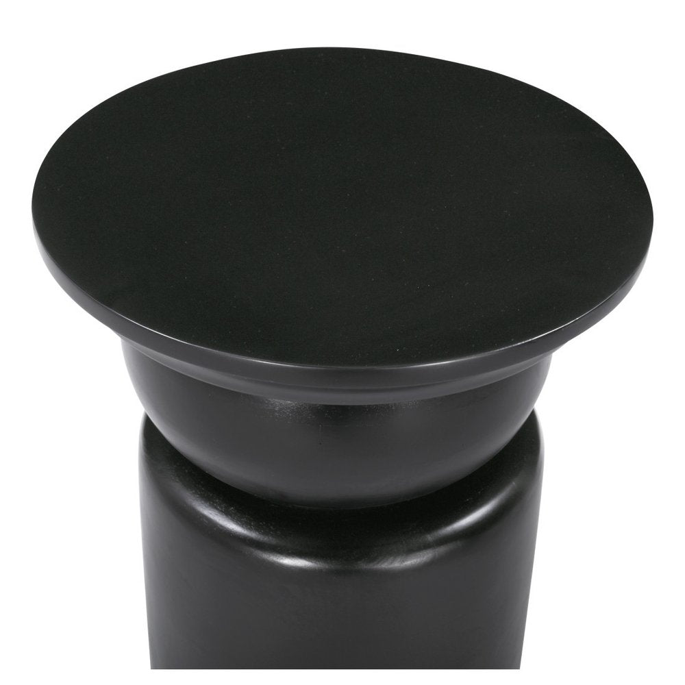 20" Black Solid Wood Round Drum End Table HomeRoots