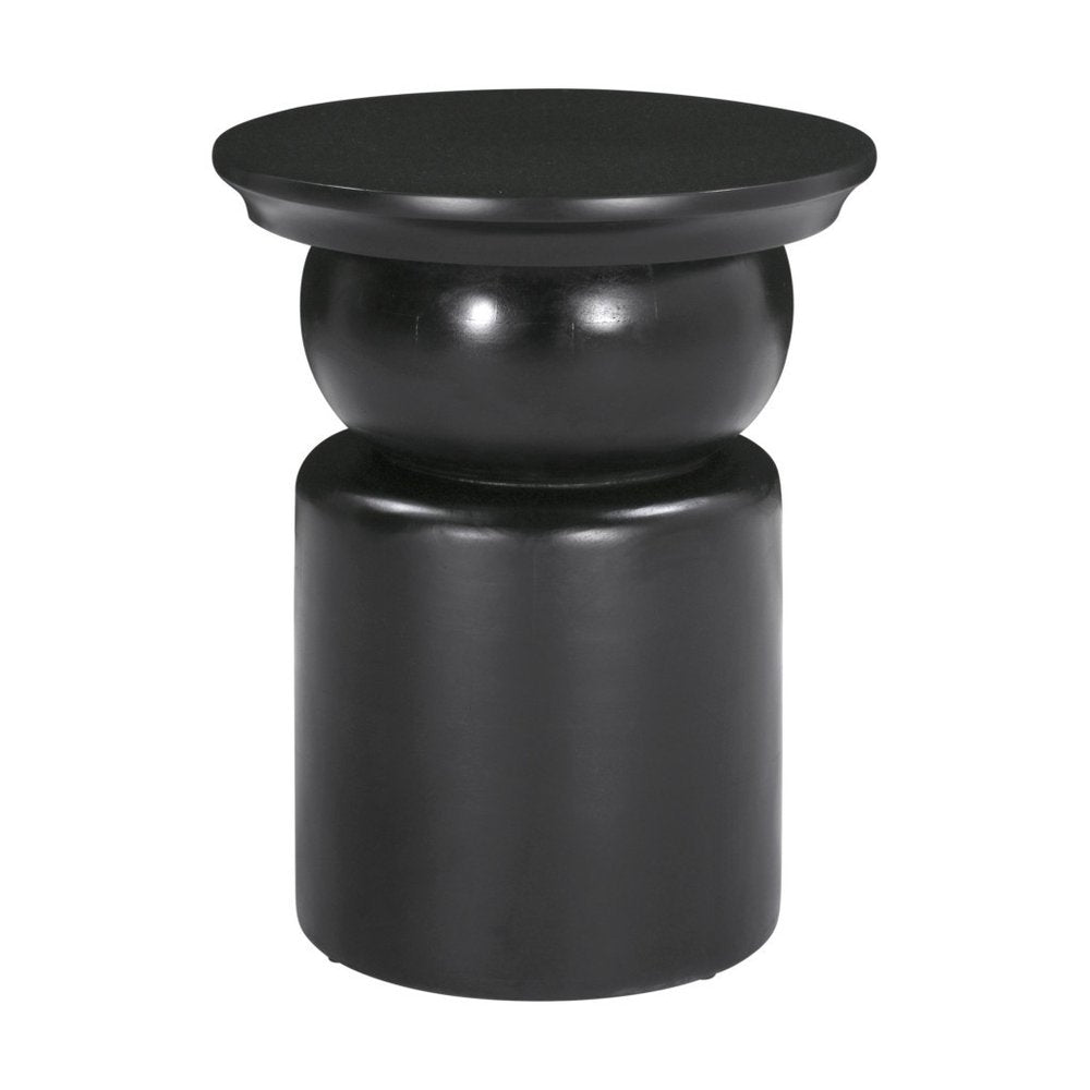 20" Black Solid Wood Round Drum End Table HomeRoots