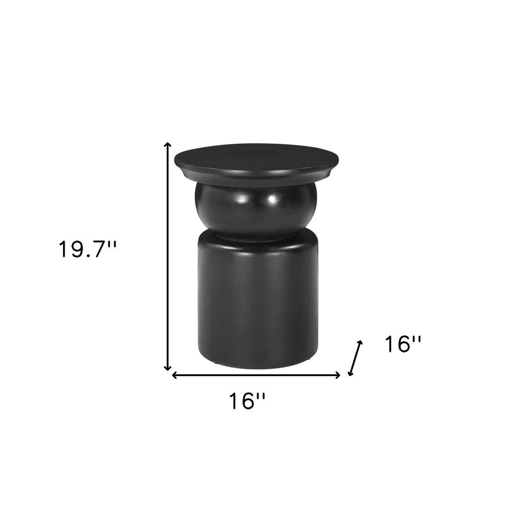 20" Black Solid Wood Round Drum End Table HomeRoots