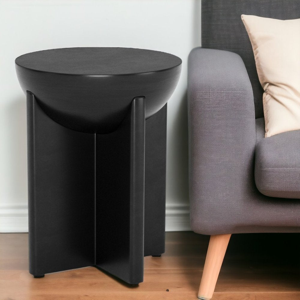 20" Black Solid Wood Round Pedestal End Table HomeRoots