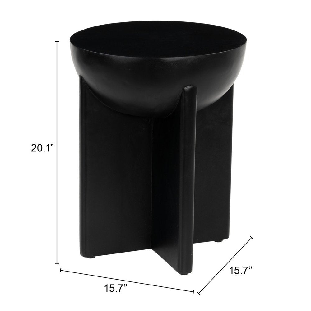 20" Black Solid Wood Round Pedestal End Table HomeRoots