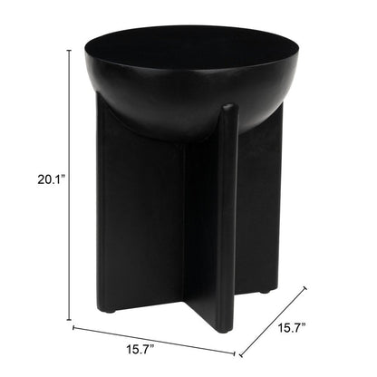 20" Black Solid Wood Round Pedestal End Table HomeRoots