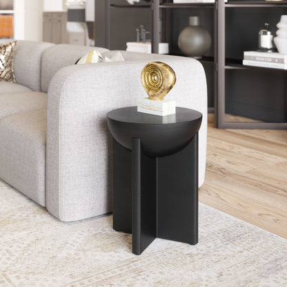 20" Black Solid Wood Round Pedestal End Table HomeRoots