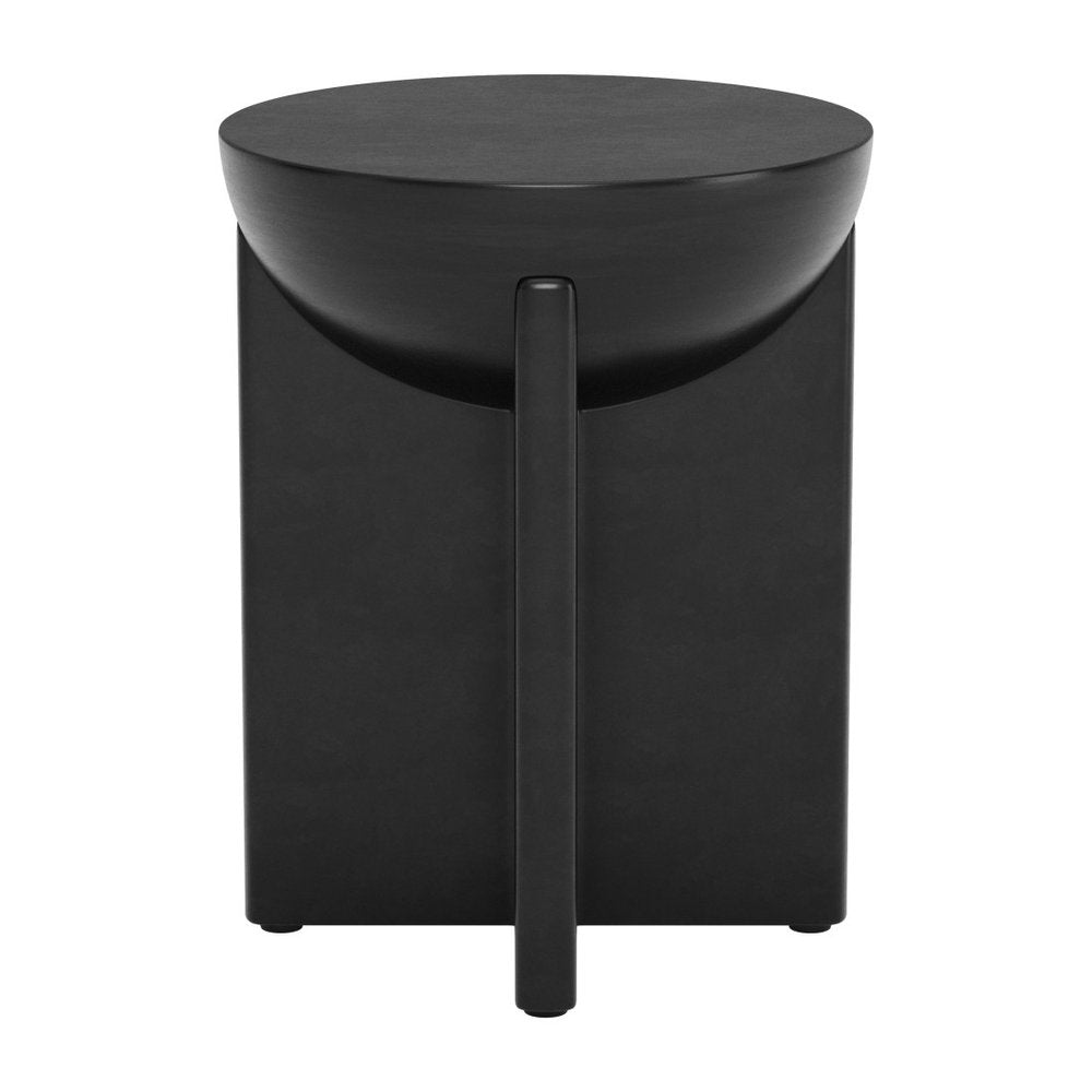 20" Black Solid Wood Round Pedestal End Table HomeRoots