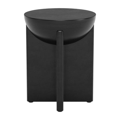20" Black Solid Wood Round Pedestal End Table HomeRoots