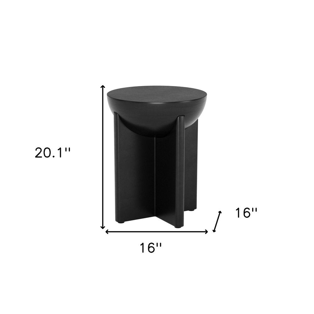 20" Black Solid Wood Round Pedestal End Table HomeRoots