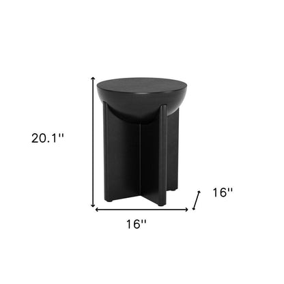 20" Black Solid Wood Round Pedestal End Table HomeRoots