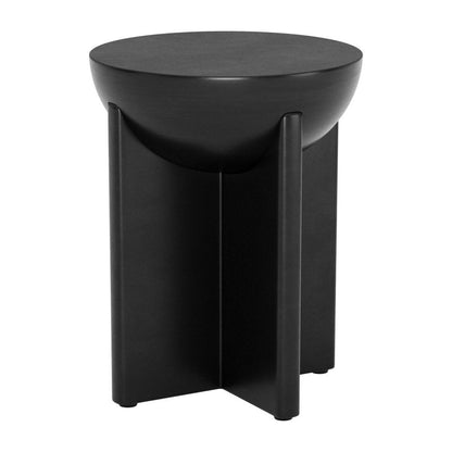 20" Black Solid Wood Round Pedestal End Table HomeRoots