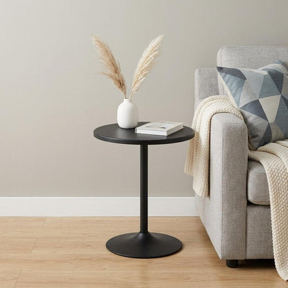 20" Black Iron Round Pedestal End Table HomeRoots