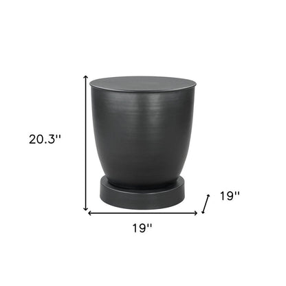 20" Black Iron Round Pedestal End Table HomeRoots