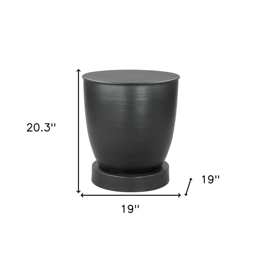 20" Black Iron Round Pedestal End Table HomeRoots