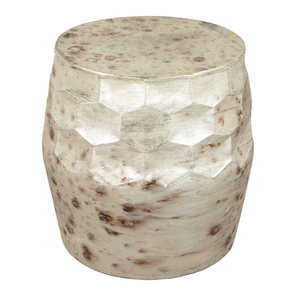 22" Beige Iron Round Block End Table HomeRoots