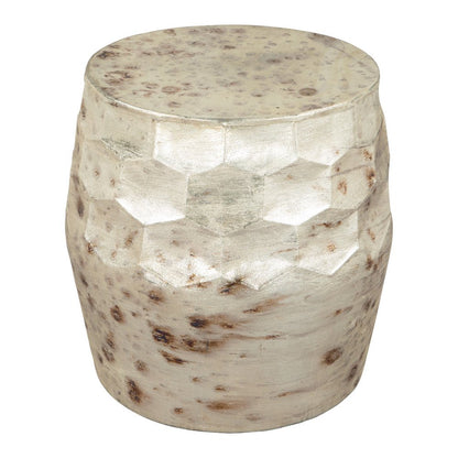 22" Beige Iron Round Block End Table HomeRoots