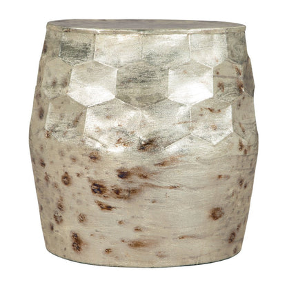 22" Beige Iron Round Block End Table HomeRoots