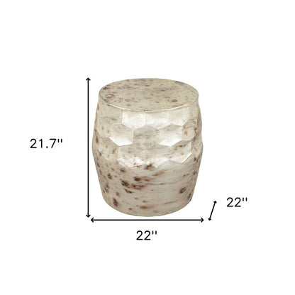 22" Beige Iron Round Block End Table HomeRoots