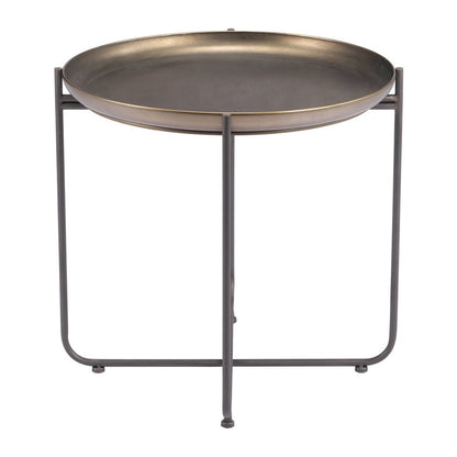 21" Bronze and Gray Steel Round Cross Legs End Table HomeRoots