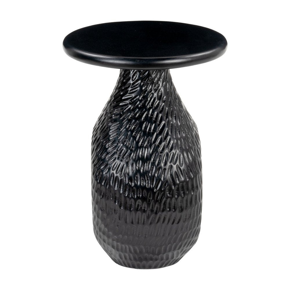 20" Black Solid Wood Round Pedestal End Table HomeRoots