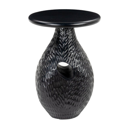 20" Black Solid Wood Round Pedestal End Table HomeRoots
