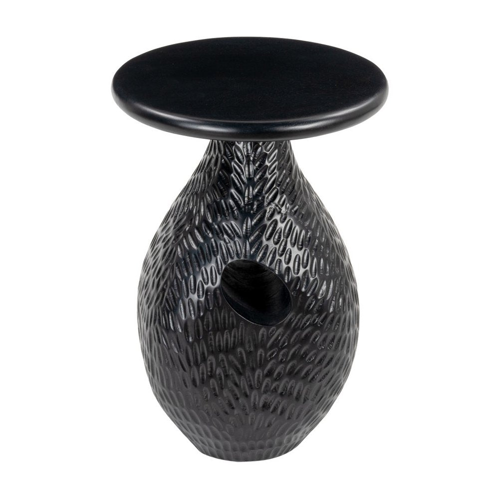 20" Black Solid Wood Round Pedestal End Table HomeRoots