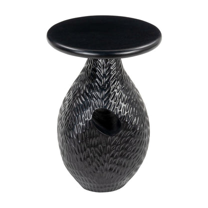 20" Black Solid Wood Round Pedestal End Table HomeRoots