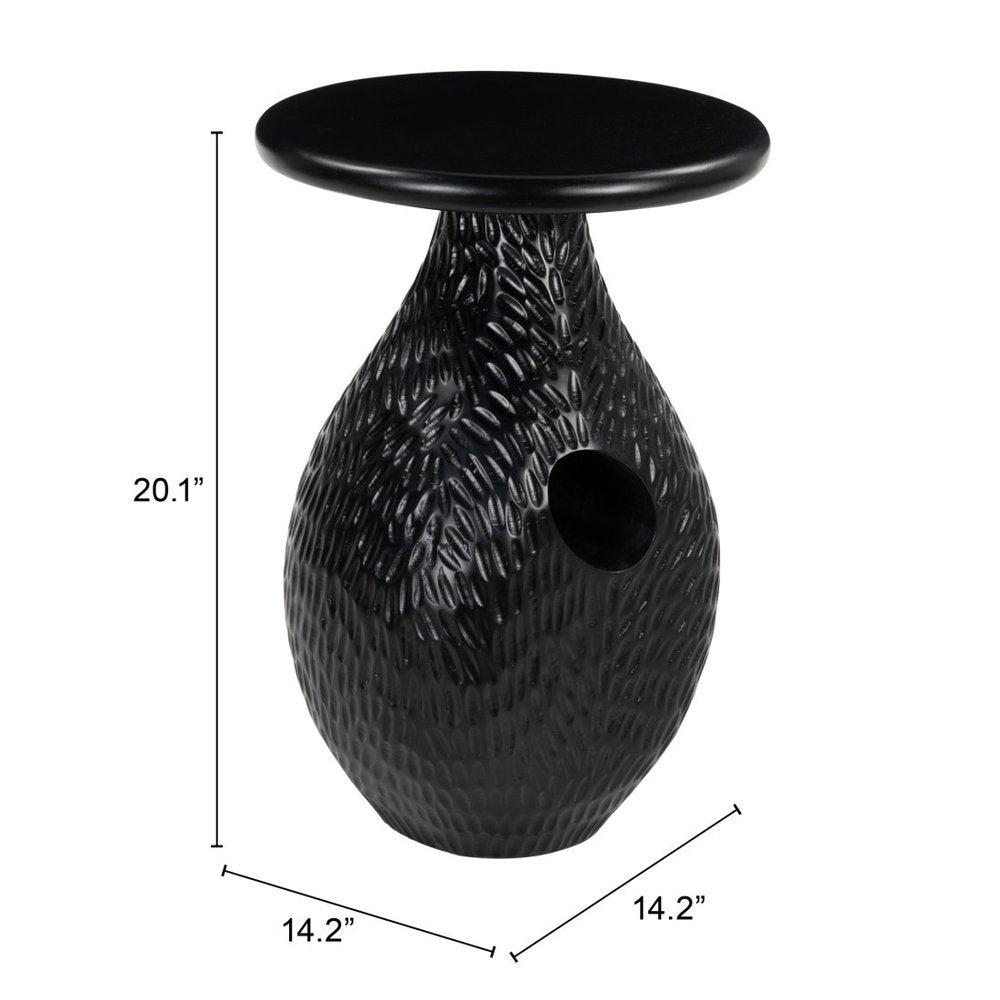 20" Black Solid Wood Round Pedestal End Table HomeRoots