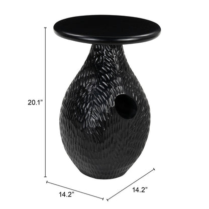 20" Black Solid Wood Round Pedestal End Table HomeRoots