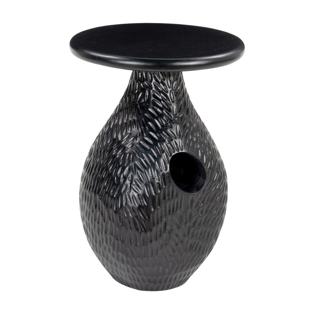 20" Black Solid Wood Round Pedestal End Table HomeRoots
