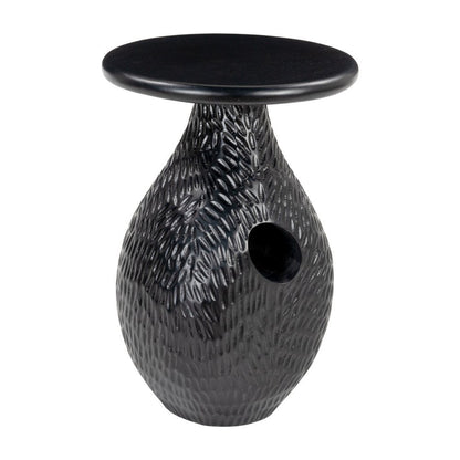 20" Black Solid Wood Round Pedestal End Table HomeRoots